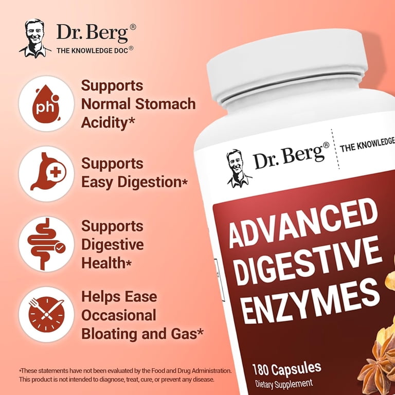 Dr. Berg Advanced Digestive Enzymes Betaine HCl 180 Capsules