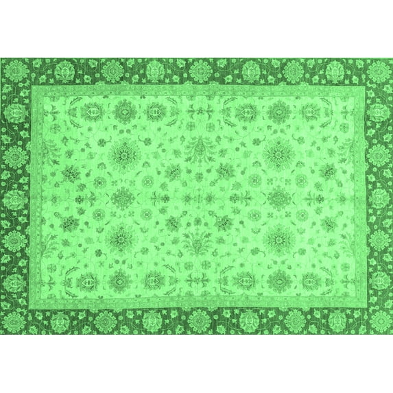 Ahgly Company Indoor Rectangle Abstract Emerald Green Modern Area Rugs, 8' x 12'