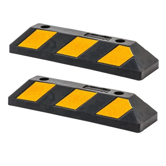 Guardian Parking Stop, 2-Foot Long Rubber Curb with Mounting Holes, Black/Yellow, 2 Pack