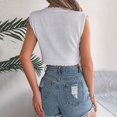 thumbnail image 3 of Tank Tops For Women White Womens Tops Fashion Chic Neck Cap Sleeve Hollow Out Knitted Slim Crop Womens Tank Tops, 3 of 5