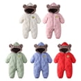thumbnail image 3 of Newborn Baby Bear Onesie Baby Fleece Snowsuit Jumpsuit Hooded Footie Thick Winter Outwear for Infant Boys Girls, 3 of 9