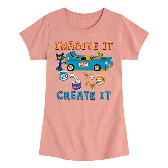 Pete The Cat - Imagine It Create It Race Car - Toddler And Youth Girls Short Sleeve Graphic T-Shirt