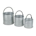 thumbnail image 3 of Contemporary Home Living Set of 3 Silver Round Bucket Planter With Top Handle 10", 3 of 5