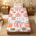 thumbnail image 4 of Erosebridal Pumpkin Sweets Twin Sheets 3pcs,Cute Fall Bedding,Light Blue,1 Flat Sheet, 1 Fitted Sheet and 1 Pillowcase, 4 of 6