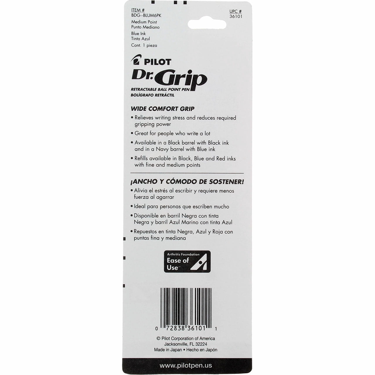 Pilot Dr. Grip Retractable Ball Point Pen, Medium, Navy 36101 (3 pack) (Bundle)