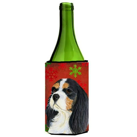 Cavalier Spaniel Snowflakes Holiday Christmas Wine bottle sleeve Hugger