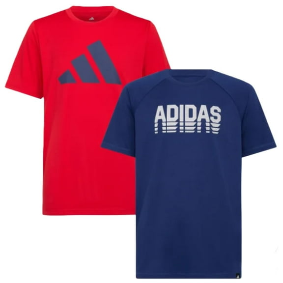 Adidas Boy's 2 Pack Performance Short Sleeve Tees (US, Alpha, X-Large, Regular, Navy and Red)