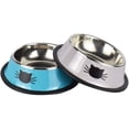 thumbnail image 1 of Yasma Cat Bowls Stainless Steel Pet Cat Bowl Kitten Rabbit Cat Dish Bowl with Cute Cats Painted cat Food Dish Easy to Clean Durable Cat Dish for Food and Water, 1 of 5
