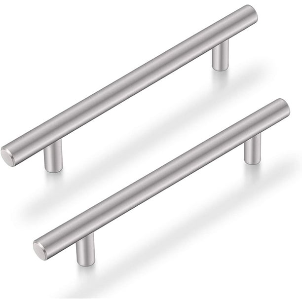 5 Pack 6 3 10 Solid Stainless Steel Cabinet Pulls T Bar Modern Euro Style Brushed Nickel Kitchen Cupboard Handles Dresser Drawer Hardware 8 4 Length Com Solid Stainless Steel Cabinet Pulls, Stainless Steel Pulls For Kitchen Cabinets