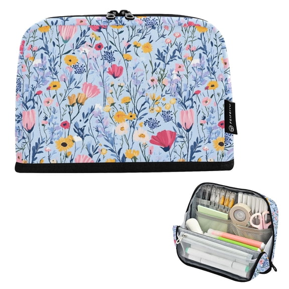 ALAZA Floral Wildflower Pencil Case Pen Pouch Bag Large Capacity Organizer