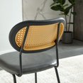 thumbnail image 4 of 2 Grey Modern Simple Style Dining Chair PU Leather Black Metal Pipe PP Back, 4 of 13