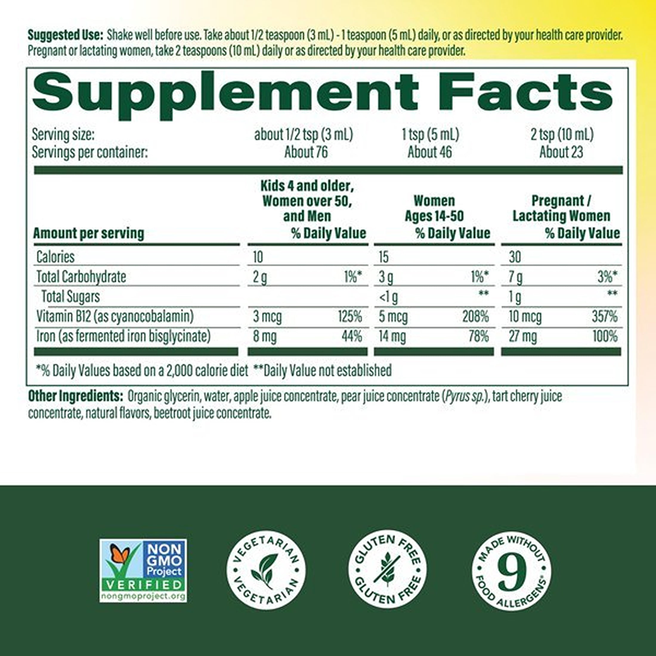 MegaFood Blood Builder Liquid Iron Supplement - Ages 4+ - Vegan - 7.7 fl oz, 23 Servings