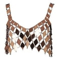 thumbnail image 3 of Top corto con lentejuelas para mujer, ropa , camisola brillante, camisola calada, sin mangas con , Tops para música, BLESIY Top corto de lentejuelas, 3 of 8