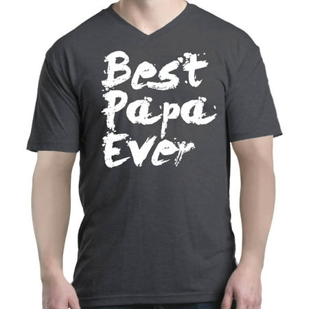 Shop4Ever Men's Best Papa Ever Paint Font Father's Day V-Neck T-Shirt (Best Paint To Use On T Shirts)