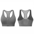 thumbnail image 5 of Feancey Womens Racerback Sports Bras Mesh Breathable Zipper Front Closure Bra Comfort No Underwire Yoga Workout Bra Solid Color Push Up Bralettes Dark Gray L, 5 of 5