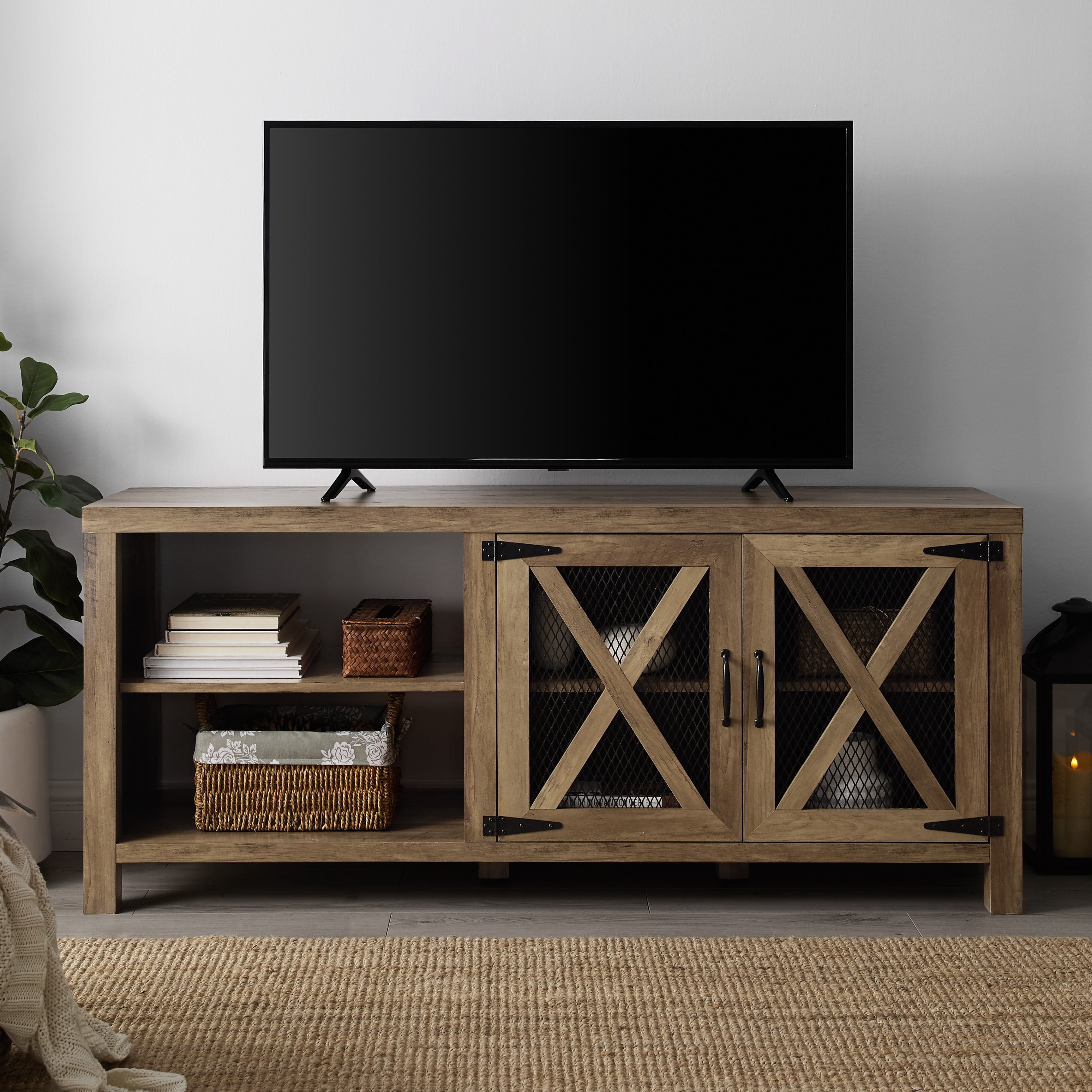 Manor Park Farmhouse TV Stand for TVs up to 65", Reclaimed Barnwood