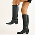 thumbnail image 6 of Heisall Women's Knee-High Boots Winter Below-Knee Length Solid Color Pointed Toe Chunky Heel Low Heel Fashion Casual, 6 of 8