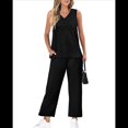 thumbnail image 1 of Conjuntos de Dos Piezas para Mujer, Conjuntos Verano, Conjuntos Estar por Casa, Blusas de Cuello Alto, Pantalones Cortos de Pierna , Conjuntos Viaje para Vacaciones Negro L, 1 of 8