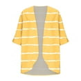 thumbnail image 5 of BiZtdJrK Womens Striped Print Cardigan 3/4 Length Sleeve Casual Summer Shrugs Soft Loungewear Open Front Cardigans Yellow L, 5 of 6