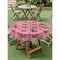 thumbnail image 4 of Outdoor Tablecloth with Umbrella Hole for Patio/Picnic/Party/Camping, Pink Spring Butterfly Waterproof Table Cloth Round Cover Washable, Black Bow Knot (Dia 54"), 4 of 8