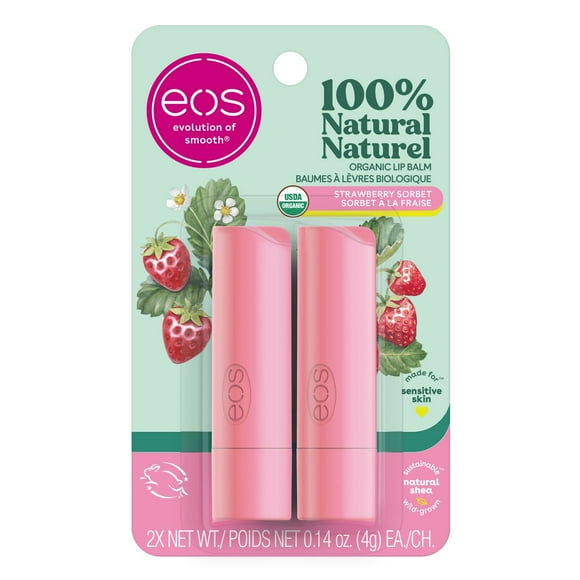 eos 100% Natural and Organic Lip Balm Sticks, Strawberry Sorbet
