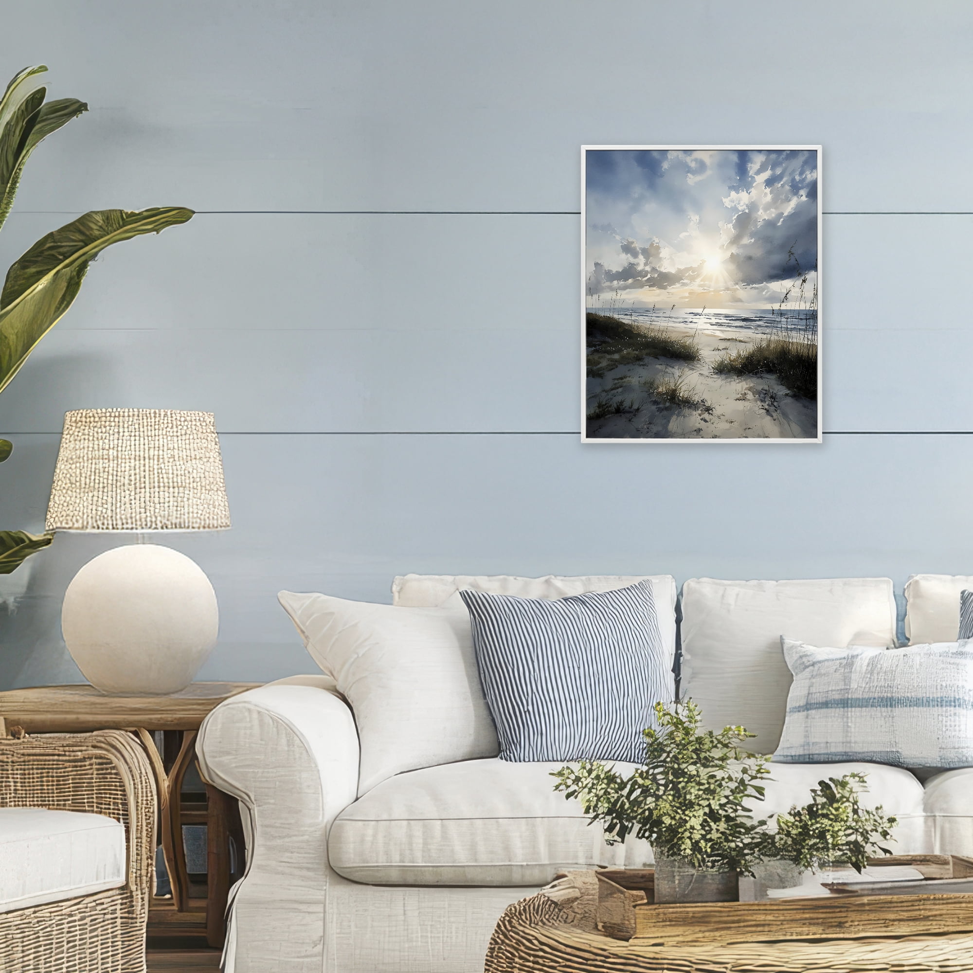 Stupell Industries Sunshine On The Beach White Framed Giclee Art, design by Franklyn Gregory
