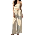 thumbnail image 2 of Women'S Elastic Waist Drawstring Polka Dot Print Casual Wide Leg Long Pants White M, 2 of 9