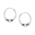 thumbnail image 2 of Bling Jewelry Womens Balinese Tribal Ball Bead  Endless Hoop Earrings Sterling Silver 0.70 Inch, 2 of 5