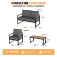 thumbnail image 3 of Clouddwell 4-Piece Patio Conversation Set, Heavy-Duty Metal Outdoor Furniture, Loveseat for Deck, Porch, Balcony (Gray), 3 of 8