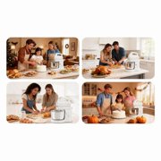 Stand Mixer Automatic Electric Kitchen Mixer - 4.8 QT Smart Standing & Hand Mixer with Auto-Rotating Bowl & Beater, 5-Speed Tilt-Head Household Mixer with Beaters& Dough Hooks for Baking,Black/White