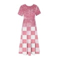 thumbnail image 3 of LOVZFMLL Robe Mode Femme Col Rond Manches Courtes Imprimée Rose G, 3 of 4