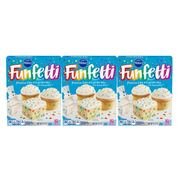 Pillsbury Funfetti Premium Cake & Cupcake Mix, 15.25 oz - Palatize Pack of 3