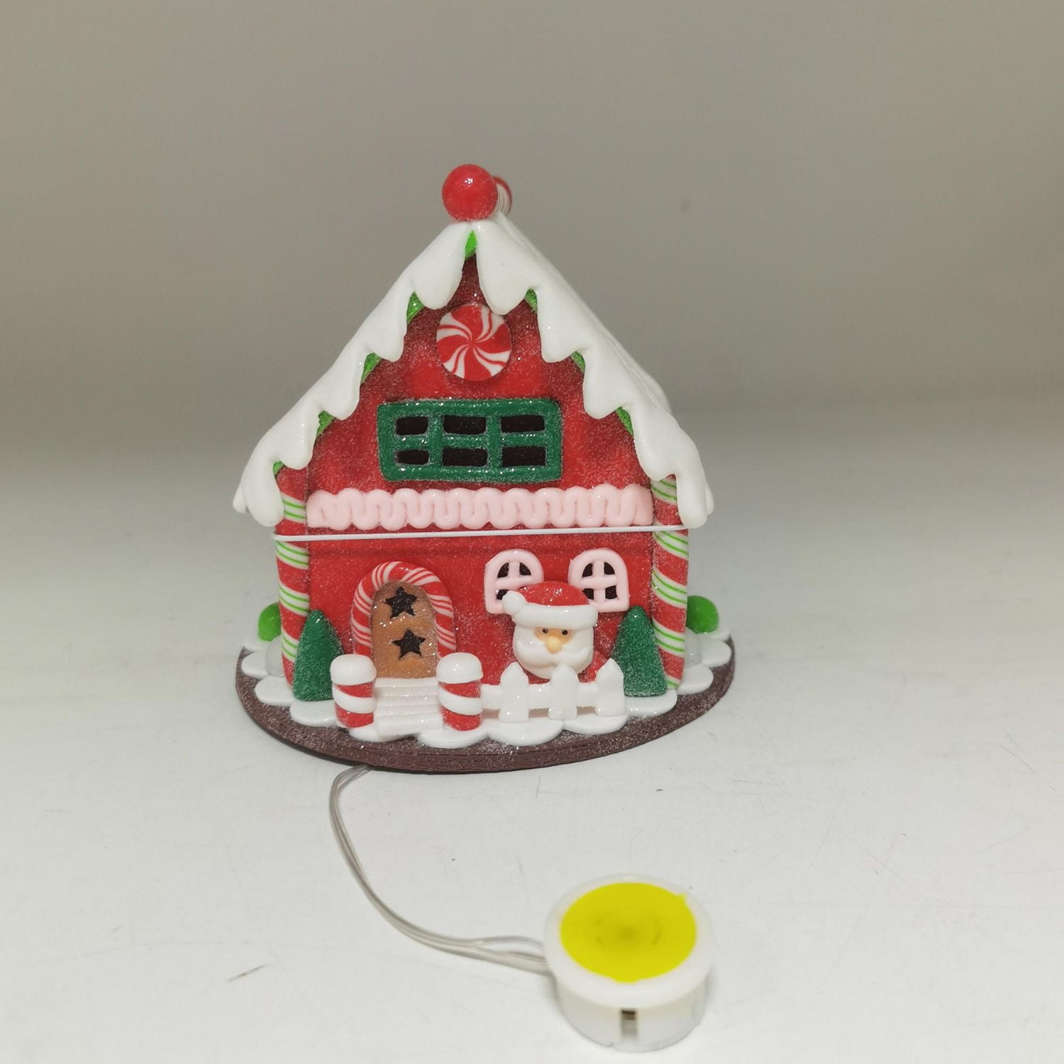 HOLIDAY TIME 5.3INCH LIGHTED GINGERBREAD HOUSE WITH SANTA
