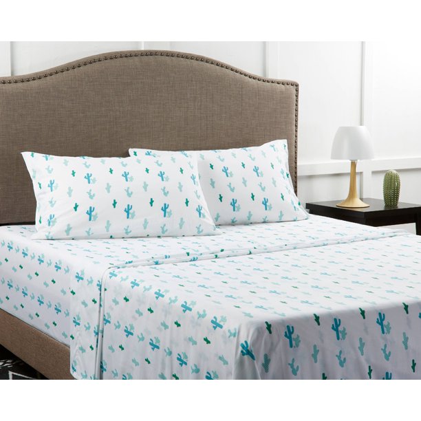 Mainstays 180 Thread Count Novelty Bedding Sheet Set, White, Full