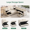 thumbnail image 3 of Marrber U-Shaped Sectional Sofa with Pull Out Bed and Storage, Modern Convertible Sleeper Sectional for Living Room, Apartment, Includes 2 Chaise Lounges, Beige Linen Fabric, 3 of 8