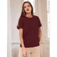 thumbnail image 4 of Camisetas de Corta Extragrandes para Mujer, Cuello Redondo, Holgadas, para Hacer Ejercicio, Informales, de Verano, de Algodón, Color Rojo Oscuro, XXXL, 4 of 8