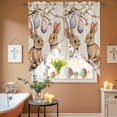 thumbnail image 4 of Easter Bunny Swag Kitchen Curtain Valances, Vintage Pink Blue Egg Branch Leaf Spring Flower Linen Texture Rod Pocket Curtains Window Treatment Valances for Bedroom Bathroom, 2 Panels 28 x 36 Inch, 4 of 9
