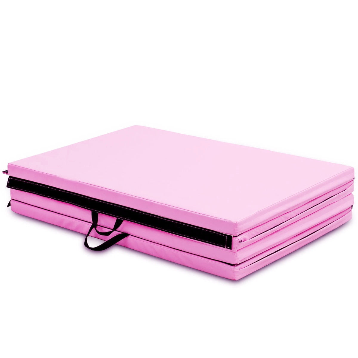 Gymax 4 Ft. x 8 Ft. x 2 In., Gymnastics Mat Thick Folding Panel Aerobics Exercise Gym Mat Fitness, Pink