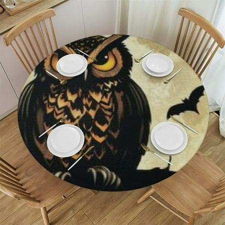 

Palnkart Owl Full Moon Bats Round Tablecloth Stain-Resistant Washable Indoor Outdoor Restaurant Wedding Party Waterproof Fabric Halloween Picnic Dining Kitchen Farmhouse Decor 31 -35