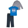 Logo Tee, Long Sleeve Shirt with Pull On Jean (Little Boy & Big Boy) Pant 3 Piece Set (Little Boy & Big Boy)