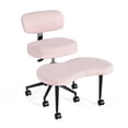 thumbnail image 5 of edx Ergonomic Cross Legged Swivel Chair with Back Support, Adjustable Height Meditation Chair, 360° Rotating Footrest, Rolling Office Floor Chair, Pink, 5 of 9