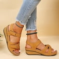 thumbnail image 5 of CAIXIA Womens Sandals Comfortable Women's Hook and Loop Strap Casual Sandals with Mid Heel Comfortable Walking Footwear for Ladies and Girls,Yellow, 5 of 7