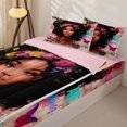 thumbnail image 3 of Castle Fairy Black Girl Portrait Zipper Full Size Comforter Sets with Fitted Sheet and 2 Pillowcases,Vintage Floral Butterfly Print Zipper Bedding Set,Beige,Pink Reversible,4pcs, 3 of 6
