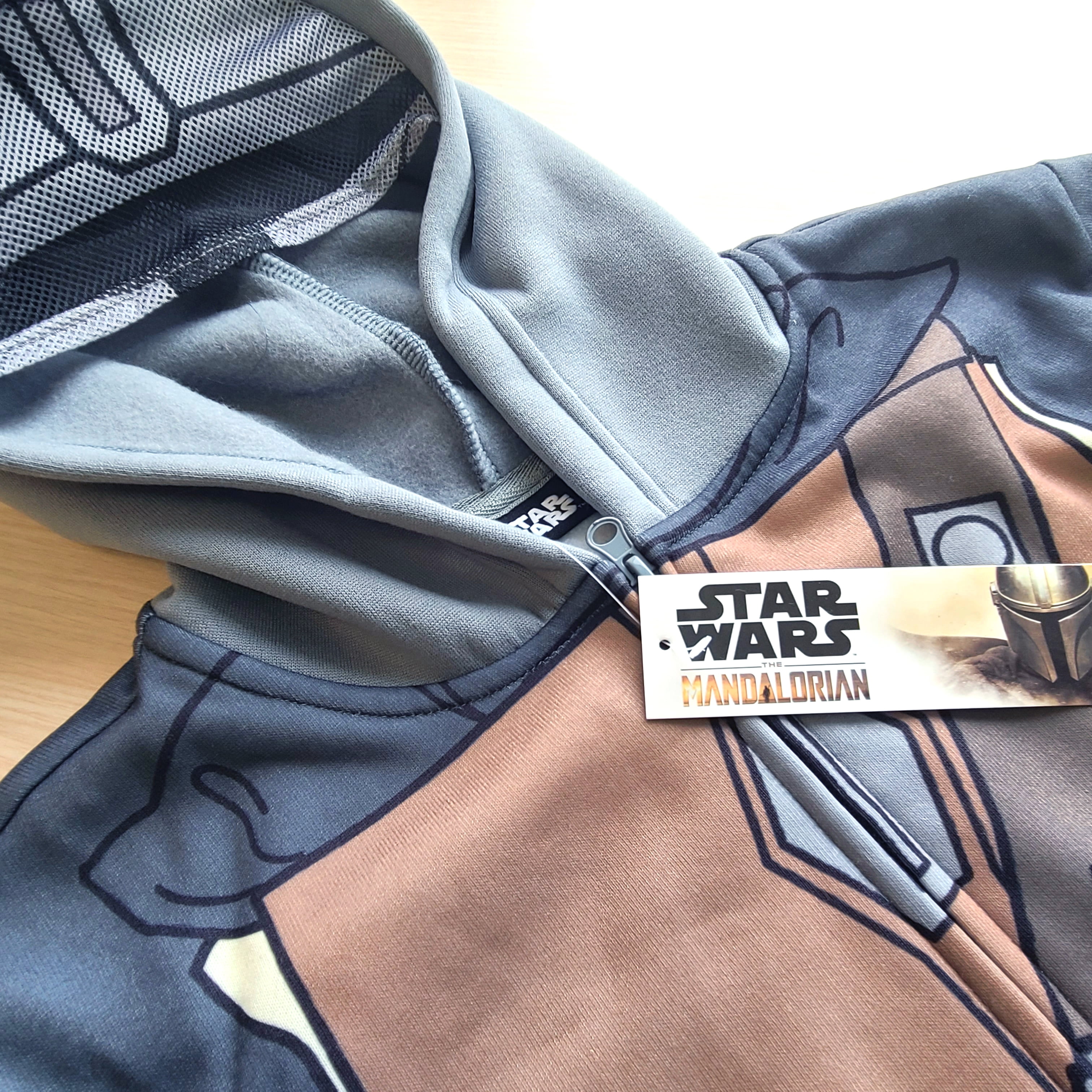 STAR WARS The Mandalorian Mando Sublimated Costume zip up Hoodie w Mask for Adult Large