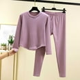 thumbnail image 2 of Nfurl Two Piece Pajamas Sets for Women Soft Long Sleeve Short Sleepwear with Pants Petite Lounge Sets Ladies Fall Winter Matching Pjs Purple L, 2 of 5