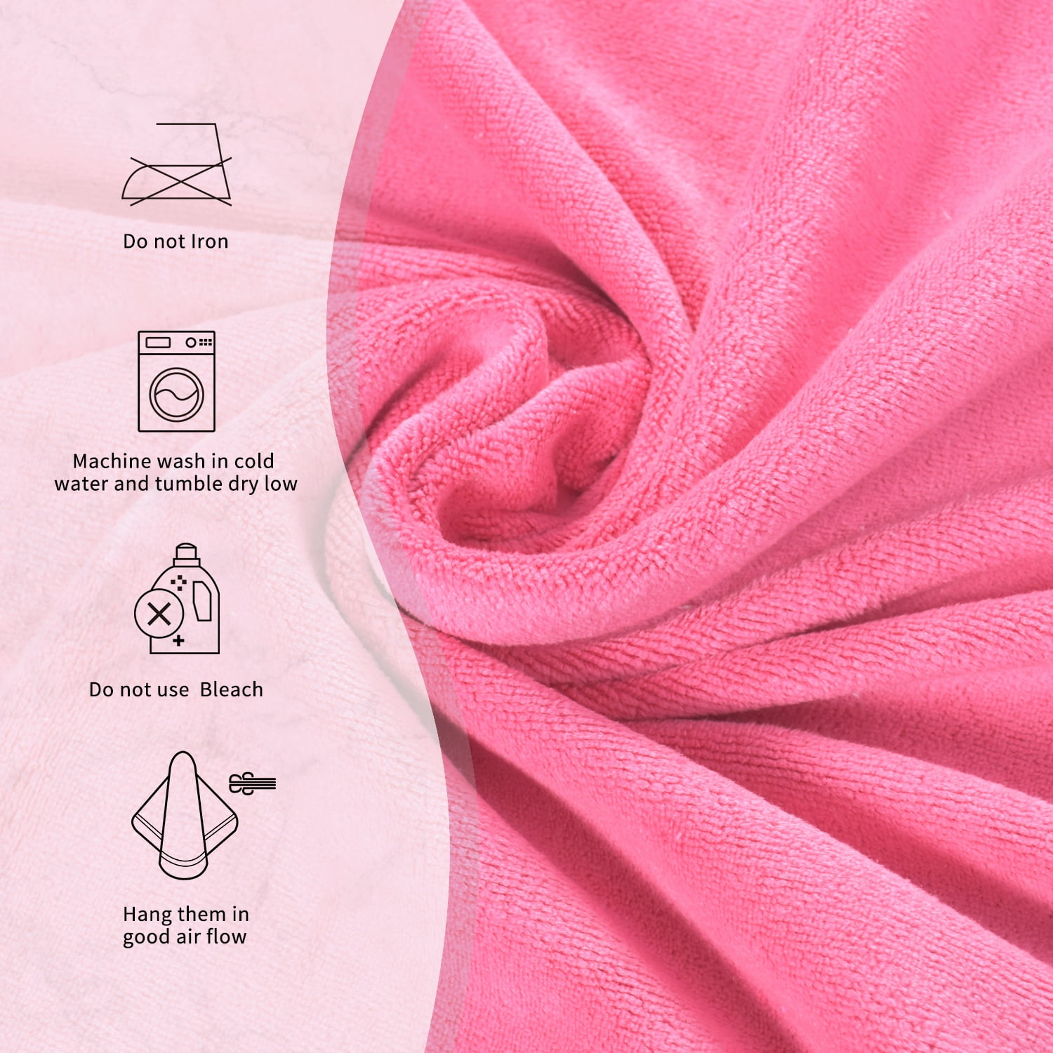 JML Bath Towel, Microfiber 6 Pack Towel Sets (27 x 55") - Extra Absorbent, Fast Drying Multipurpose Use as Bath Fitness Towel, Sports Towels, Yoga Towel, Green Blue Pink