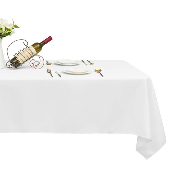 Costway 10 PCS 60 '' x 126 '' Nappe en Polyester Rectangle pour la Maison Mariage Restaurant Partie Blanc