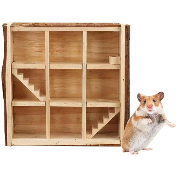 Amdohai Natural Wooden Hamster Maze Playground Small Animal Maze House Hideouts Mice House Gerbils Tunnel