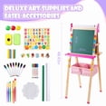 thumbnail image 3 of Vecukty Pink Unicorn Kids Art Easel, Adjustable Height Wooden Double Sided Chalkboard & Magnetic Whiteboard with Paper Roll & Storage Tray, Educational Art Toy Gift for Boys & Girls, 3 of 9