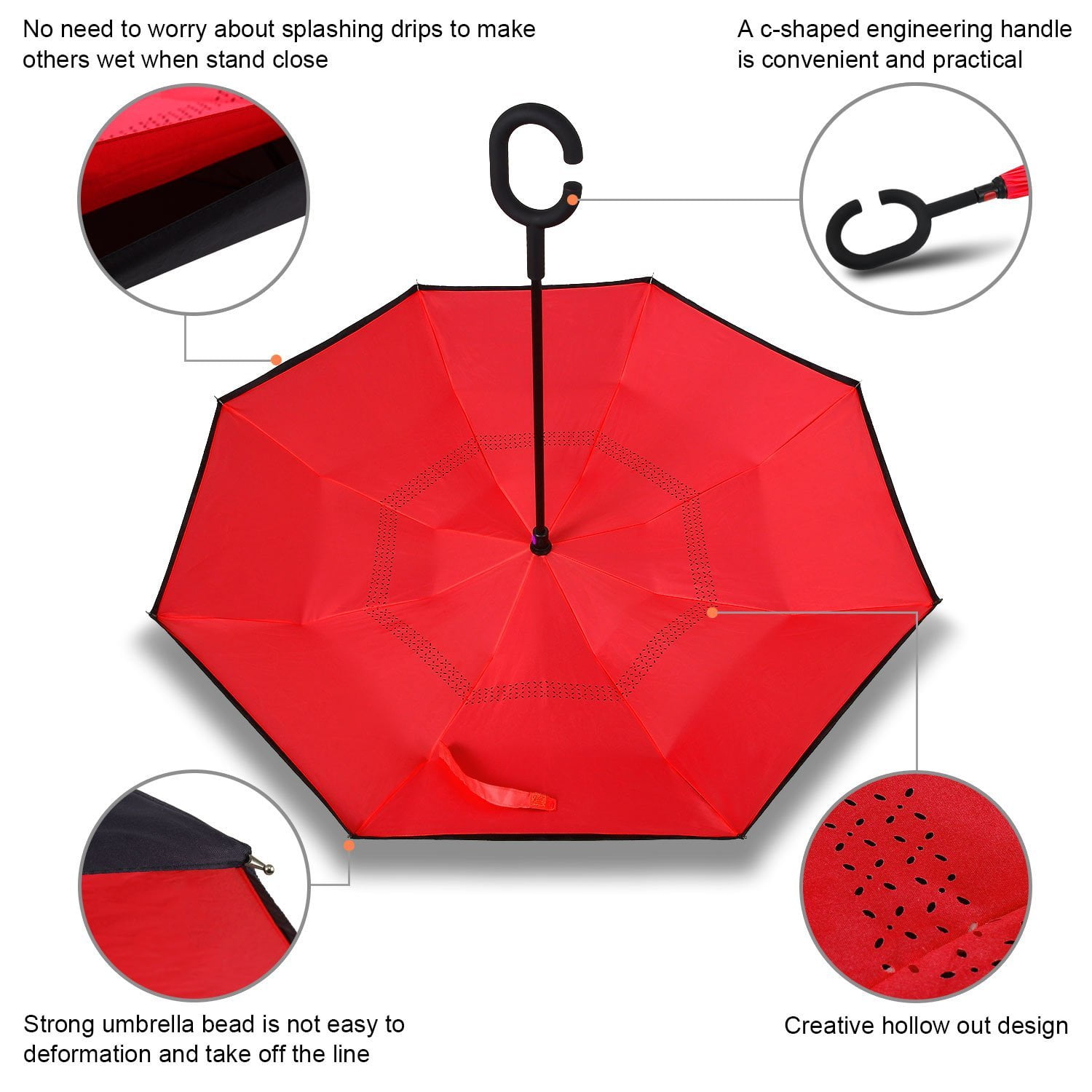 Buy SCOCICI Auto Open Inverted Umbrella Stickman Meme Face Icon Looking at  Computer Joyful Fun Caricature Comic Design UV Protection Umbrella for Car  Rain Outdoor with C-Shaped Handle at